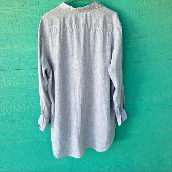 FRANK & EILEEN LIGHTWEIGHT ITALIAN LINEN MARY SHIRT DRESS SIZE XL LIGHT GRAY - Picture 9 of 10